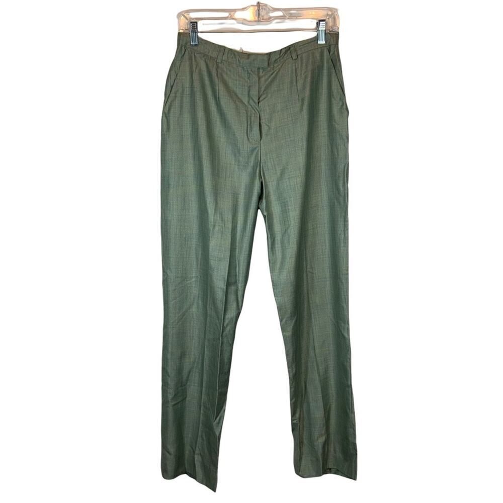 Escada Green Wool + Silk Blend Trousers Size Woman's DE 40 / US 8-10